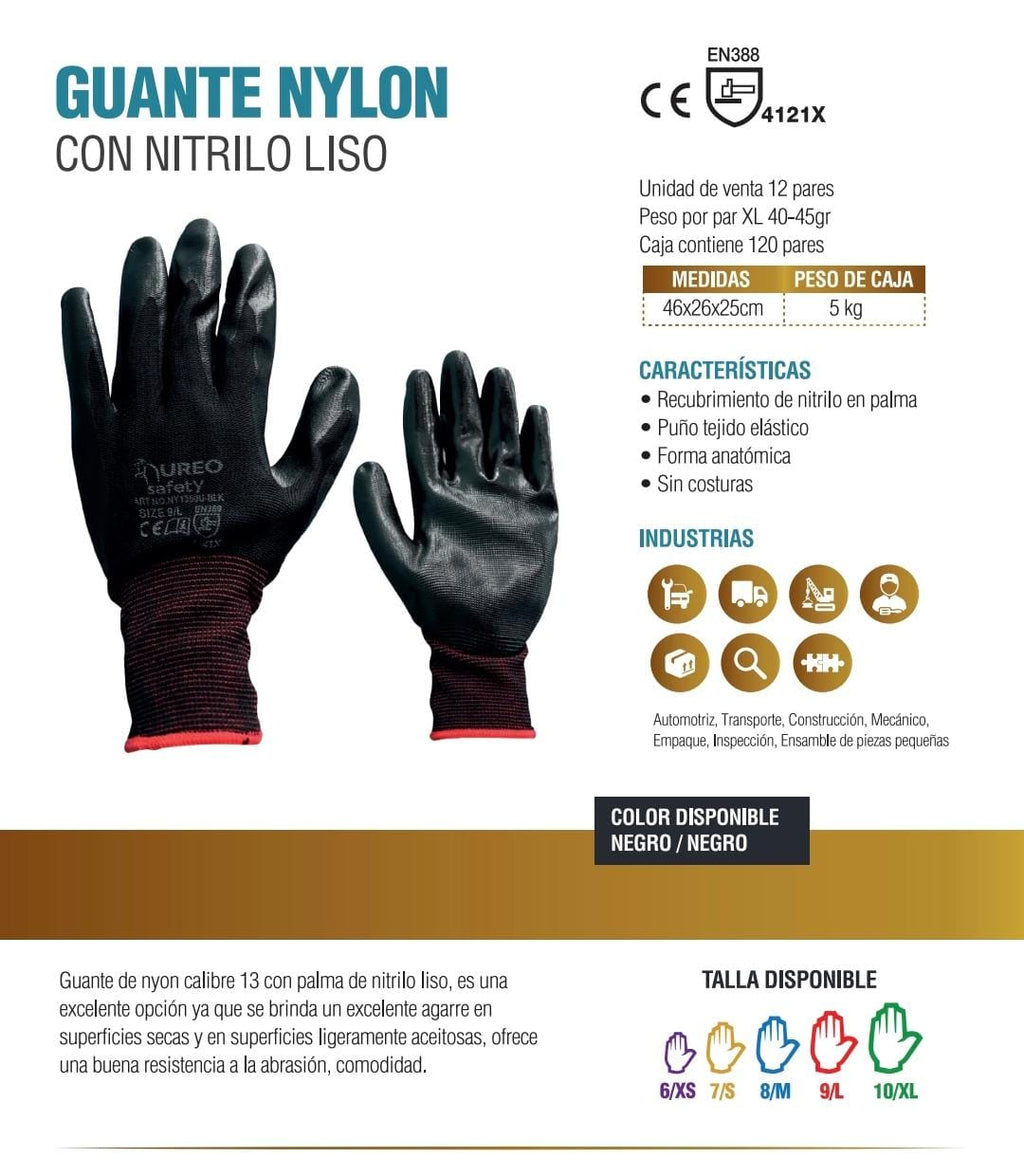 Guante  UREO nylon con palma de nitrilo