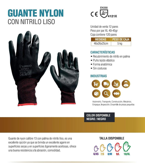 Guante  UREO nylon con palma de nitrilo